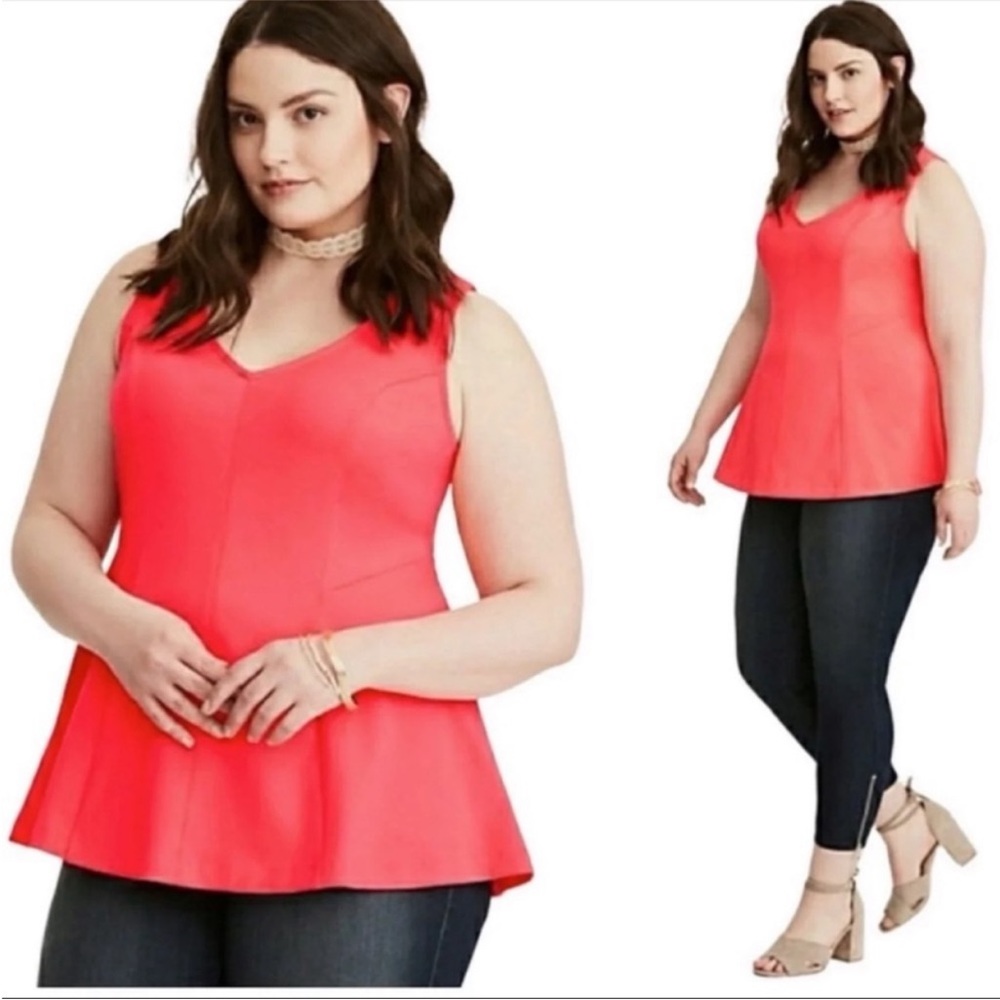 Torrid neon coral pink peplum top 3x